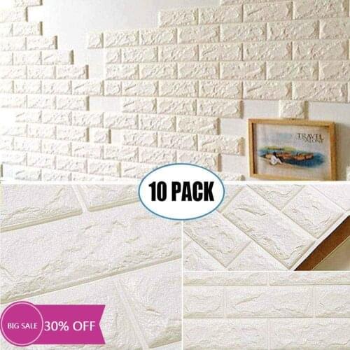 White Brick Wallpaper Tiles Self-Adhesive 3D Foam Wall Panels for Home Decor TV Walls Kitchen Bedroom Living Room Background Wal