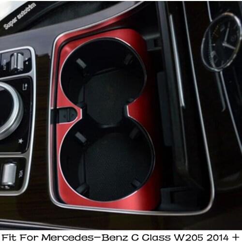 Lapetus Front Water Cup Holder Armrest Box Decoration Cover Trim 1PCS For Mercedes-Benz C Class W205 2014 - 2021 Metal Interior