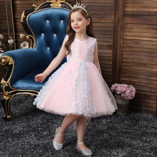Baby girl dresses girls elegant applique bow gauze sleeveless princess dress wedding dresses formal dresses stage costumesl