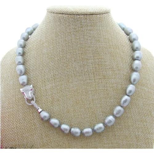 STUNNING 11-12mm South sea Silver Gray Pearl Necklace 18inch Leopard>Dongguan girl jewerly Store free shipping