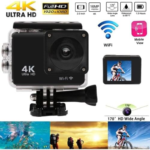 Sports Cameras Action Camera Ultra HD 4K / 25fps WiFi 2.0" 170 Underwater Waterproof Helmet Video Recording Cameras Sport Cam
