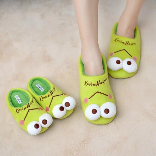 Winter Childrens Cotton Warm Slippers Family Matching Slippers Boys Girls Home Indoor Frog Dad Mom Baby Soft House Cute Shoes