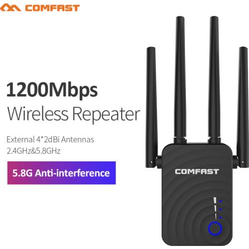 1200Mbps COMFAST CF-WR754AC WIFI Repeater 2.4G&5G Router Wireless Extender Signal Amplifier Wifi Range 4*2dbi Antenna
