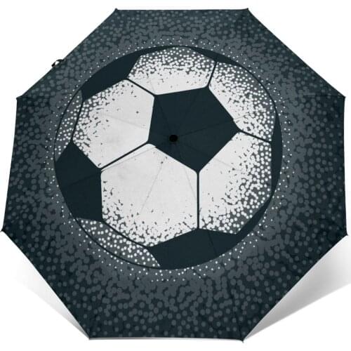 Wind Resistant Fully-Automatic Umbrella Football Stipple Dots Rain 3 Folding Parasol Travel Car Umbrella