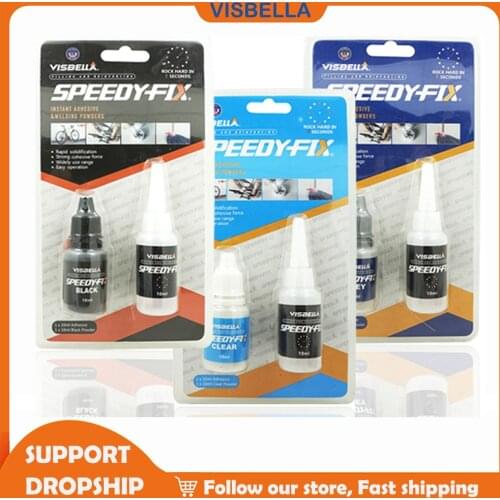 VISBELLA 7 Second Speedy Fix Black Liquid bonding Metal Steel Plastic Welding Wood Rubber Powder Adhesive Glue Quick Caulk Fill