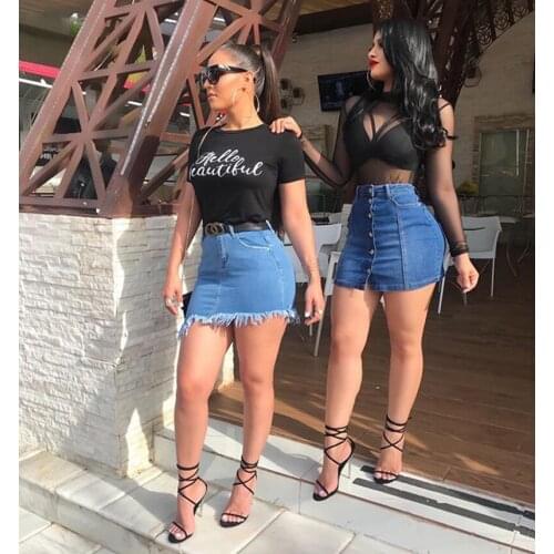 Women Fashion Denim Skirt 2021 New Spring Summer Sexy Woman Mini Skirts Casual Solid A-Line Skirts Womens