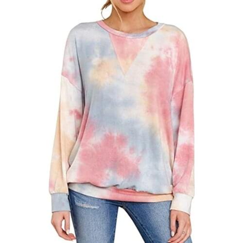 Tie Dye Printed Pullover Sweatshirt Streetwear Patchwork Hoodie Women Xxl Colorful Poleron Mujer Harajuku Autumn Hoodie Colorful
