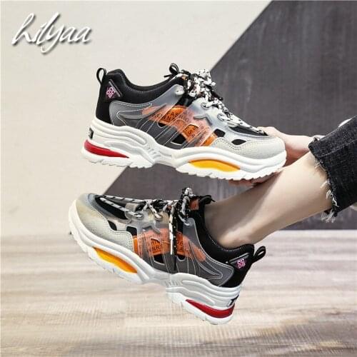 Women Spring Platform Sneakers Ladies PU Mesh Breathable Dad Shoes Zapatos Mujer Trainers Female Chunky Shoes Female Sneakers