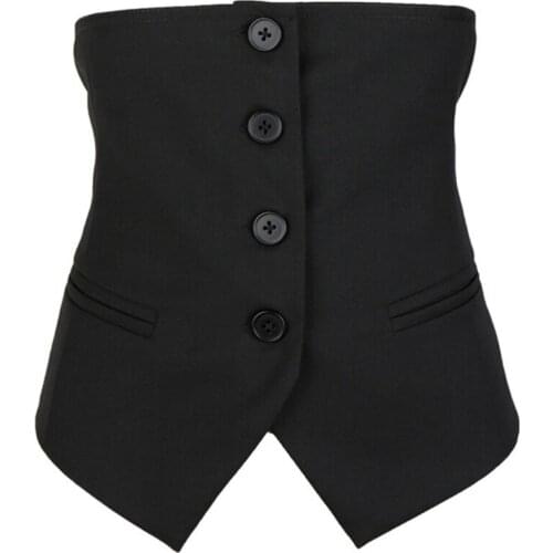 Women Half Suit Vest Girdle Waist Cinchers Solid Black Adjustable Corset Front Button Dress Belt fashionable Accessories