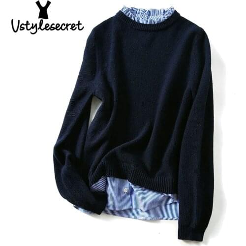 Women Autumn Winter Sweater Patchwork свитер Ruffled Collar 2021 New кофта женская Long Sleeve Solid Color Tops Korean YS06022