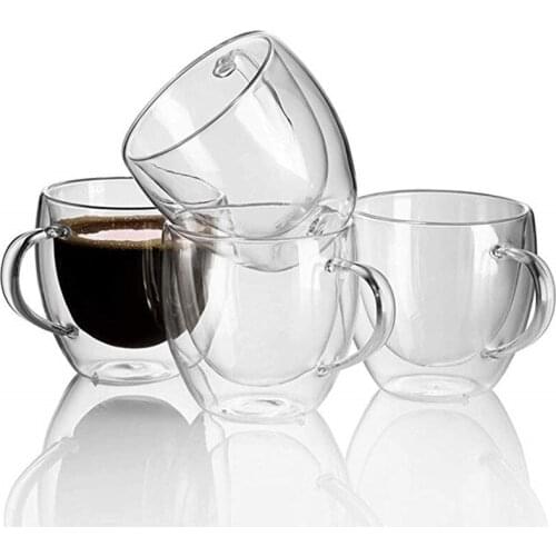 1/2/4pcs Double Wall Heat Resistant Cup Clear Handmade Tea Drink Healthy Drink Cups Insulated Coffee Mugs