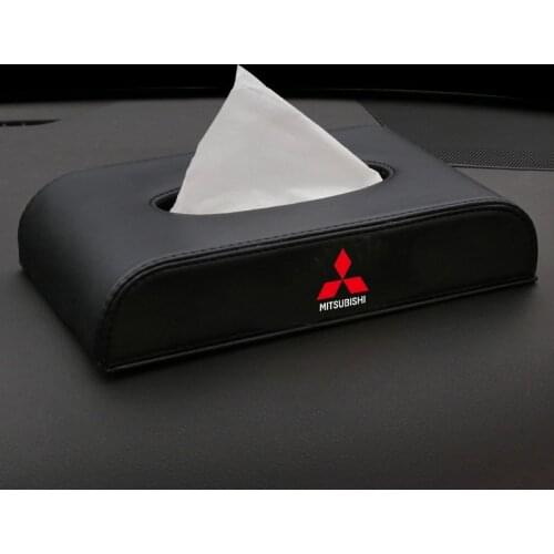1 Pcs New Fashion Car Style PU Quality Tissue Box for Mitsubishis ASX Lancer Pajero Outlander L200 EVO Lancer EX Pajero Emblem