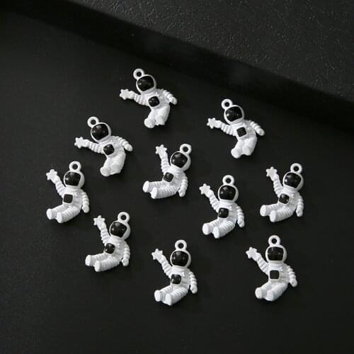 10pcs Alloy White Astronaut Charms Pendant For Jewelry Making Bracelet Earrings Necklace DIY Craft Accessories