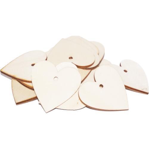 100pcs 10mm 20mm Wooden Heart with Hole Shapes Embellishments Small Mini Shape Craft for Home Birthday Party Wedding Decoration