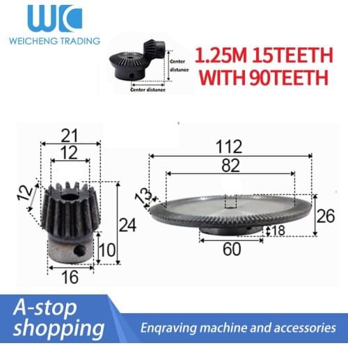 2pcs 1:6 Bevel Gear 1.25 Modulus 15Teeth hole 6mm+ 90 teeth Inner Hole 8mm 90 Degree Drive Commutation Steel Gears