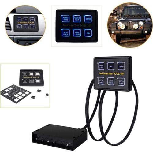 2020 new sale 2V/24V 6 Gang LED Switch Panel Slim Touch Control Panel Box for Car Marine Boat