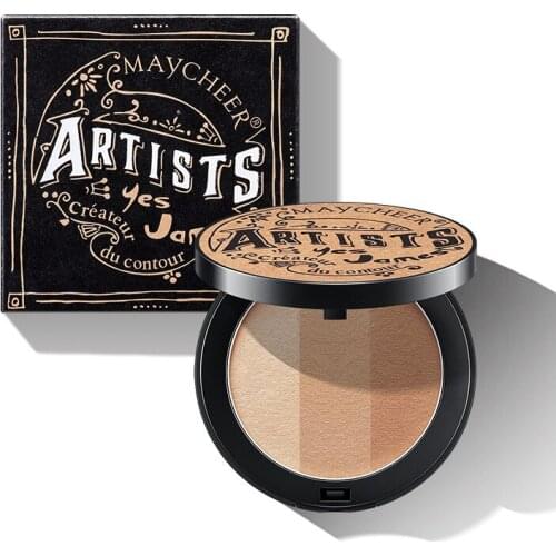 3 IN 1 Contouring Powder Bronzers Palette Cosmetic Longlasting Body Trimming Shading Power Natural Highlighter Face Makeup TSLM2