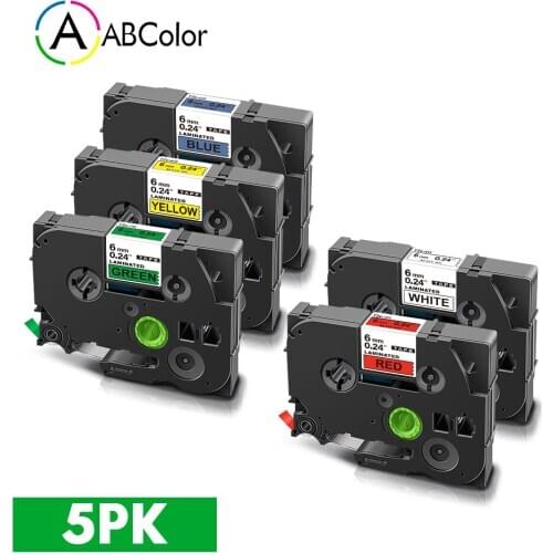 5PK TZe-211 Label For Brother TZe 211 TZe-411 TZe 511 TZe 611 711 Label Tape 6mm For Brother PT-D200 PT-D210 Label Maker TZe-211