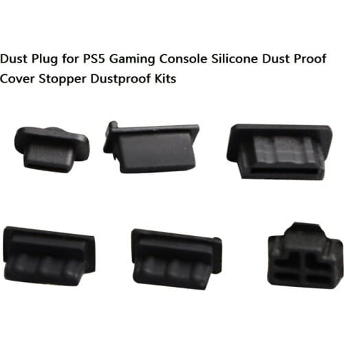 Aolion 6pcs Dust Plug For PS5 Gaming Console Silicone Dust Proof Cover Stopper Dustproof Kits Silicone Material For Game Console