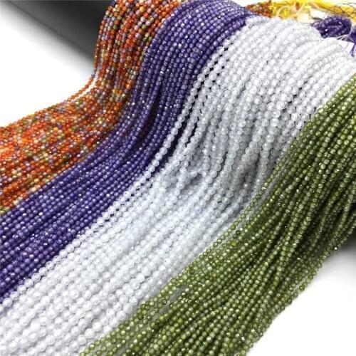 15.5" Faceted Zircon Beads 2 mm 3 mm Tiny Natural Rub Amethys Strand Bead Wholesale Small Stone Beads For DIY Bracelet Jewelry