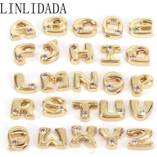 20Pcs, Trendy Sell Initials Alphabet Letters Charms 26 A-Z Pendants Gold Plated Spacer Beads