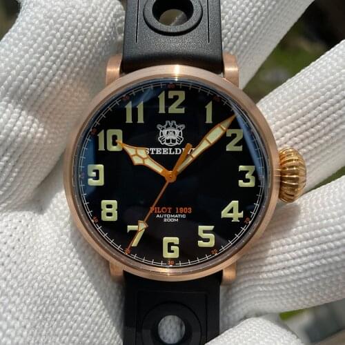 Steeldive Bronze Diver Watch Luminous Unique Crown 200M Diving Men Watches 2021 Luxury Automatic Mechanical Wrist Watch SD1903S
