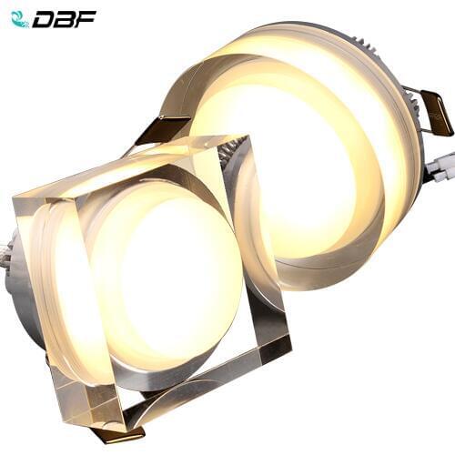 [DBF]LED Crystal Downlight Round/square 1W 3W 5W 7W LED Ceiling Recessed Light 85-265V Cabinet Wall Spot Downlight Home Lighting
