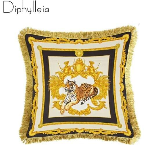 Diphylleia Luxurious Tiger Print Cushion Cover Soft Velvet Living Room Pillowcase European Style Luxury Coussins 45x45cm