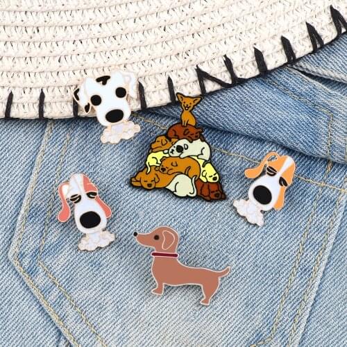 Cute Dog Enamel Pins Sleeping Pet Puppy A group of Cats Dog Lapel Brooches Animals Lover Cartoon Jewelry Badge Gifts For Kids