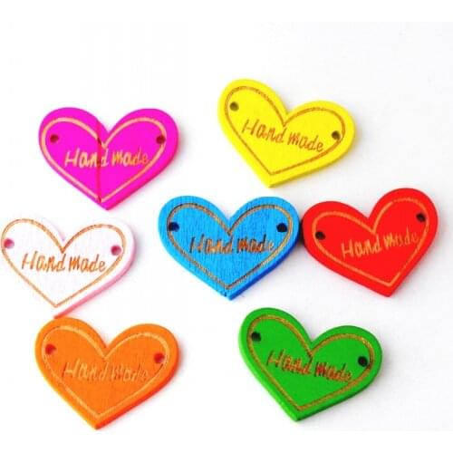 Free shipping 50Pcs Wood Connectors Carve "Hand Made" Crafts Gift Decoration DIY Findings J2927