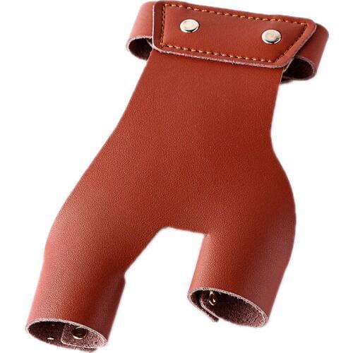 2 Fingers Cow Leather Traditional Archery Bow Gloves Tip Protector for Outdoor Hunting Shooting Left Hand WHShopping