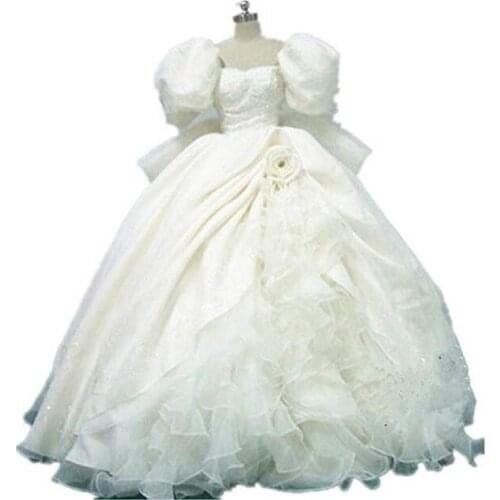 Princess Giselle Costume Adult Women White Party Gown Fancy Halloween Cosplay Costume