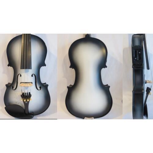 Beautiful soild wood black-white colors electric & acoustic violin 4/4