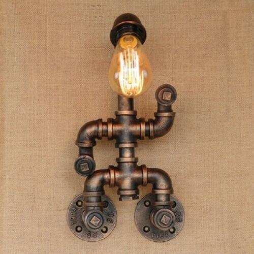 Loft Style Creative Retro Water Pipe Lamp Industrial Vintage Wall Light Fixtures For Edison Wall Sconce Indoor Lighting