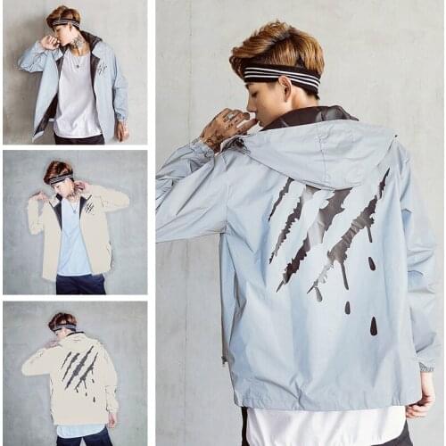 Jacket fashion hooded jacket 2021 mens new street hip-hop fashion waterproof mens stitching casual windbreaker