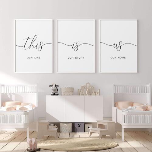 Minimalist Sign Canvas Painting This Is Us Our Life Our Story Our Home Poster and Print Wall Art Picture Scandinavian Decor