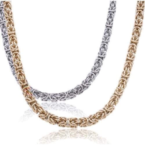 Fashion Women Mens Jewelry Stainless Steel Byzantine Chain Necklace or Bracelet 7"-40" 6/8/10mm for Christmas Gift