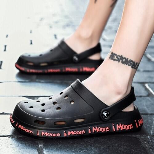 ZEEKSON Hole Shoes Mens Slippers Mens Summer Outdoor Wear Trend Korean the New Personality Beach Shoes Mens Sandals Men