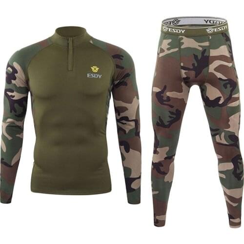 Mens Seamless Tight Winter Long Johns Tracksuit Thermal Underwear Set Fleece Breathable Quick Drying Tactical Thermo Underwear