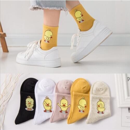 1 Pair Ladies Kawaii Cotton Socks New Fashion All Seasons Cartoon Animal Embroidery Series Women Fresh Harajuku Crew Socks