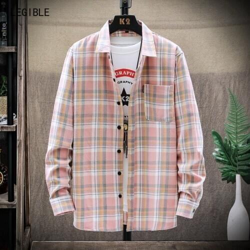 Legible 2020 New Spring Casual Plaid Shirt Men Slim Fit Male Long Sleeve Shirts Men Turn-down Collar Brand Plus Size M-5XL