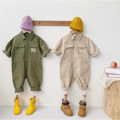 2021 new girls boys overalls autumn cotton fashion kids pants