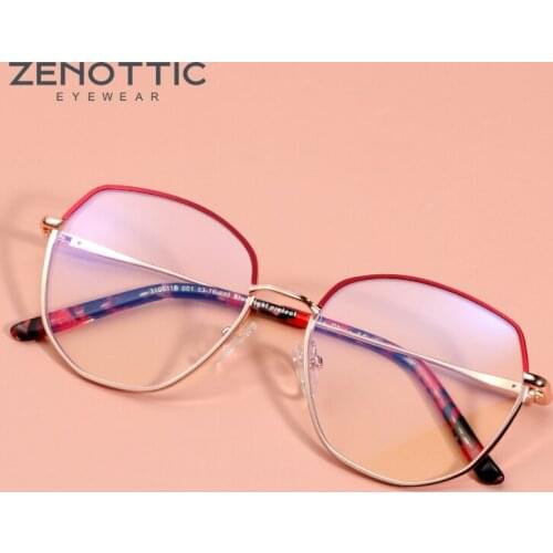 ZENOTTIC Metal Oversized Anti Blue Light Glasses Frame Men Women Luxury Brand Optical Spectacles Myopia Prescritpion Eyeglasses