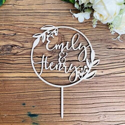 Personalized Couple Names Wedding Cake Topper Decor For Anniversary Engagement Party Rustic Romantic Baking Decoration Supplies