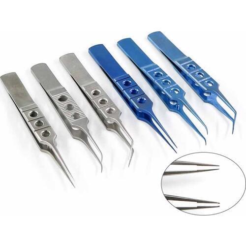 Micros Stainless Steel Titanium Alloy 8.5CM Dovetailed Straight/bend Head Tweezers Platforms Ophthalmic Forceps