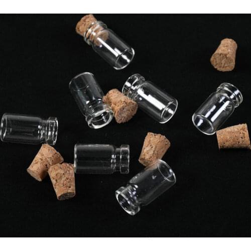 100Pcs 10x18mm 0.5ml Empty Mini Wishing Glass Storage Tiny Jars with Cork Stoppers Vials Decoration Craft For DIY Gift