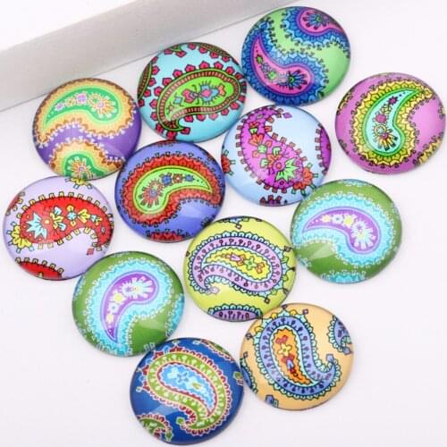 Reidgaller 20pcs 20mm round glass cabochon mix photo image diy jewelry findings for earrings pendants making