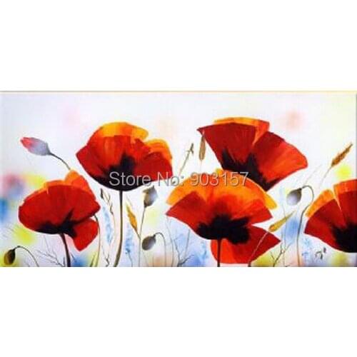 Hand painted oil Painting -Floral Oil Painting Abstract Oil Painting Wall Art-Modern Canvas Painting-Morning Poppies