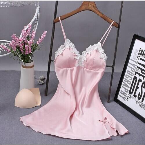 Sexy Women Lingerie Silk Robe Dress V-Neck Spaghetti Strap Nightdress Nightgown Sleepwear Nightdress