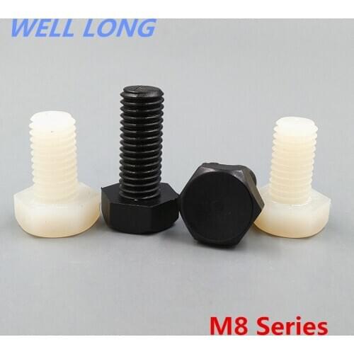 Hexagonal Nylon Screw Bolt White Plastic Screw Hexagon Bolt Plastic Screw, M8 Series